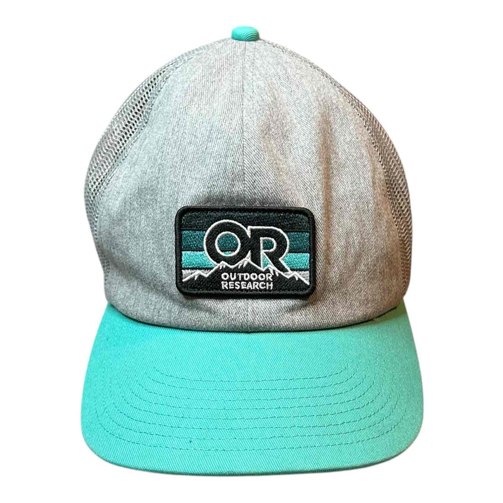 Outdoor Research Grey Blue Mesh Logo Adjustable Trucker Cap Unisex‎